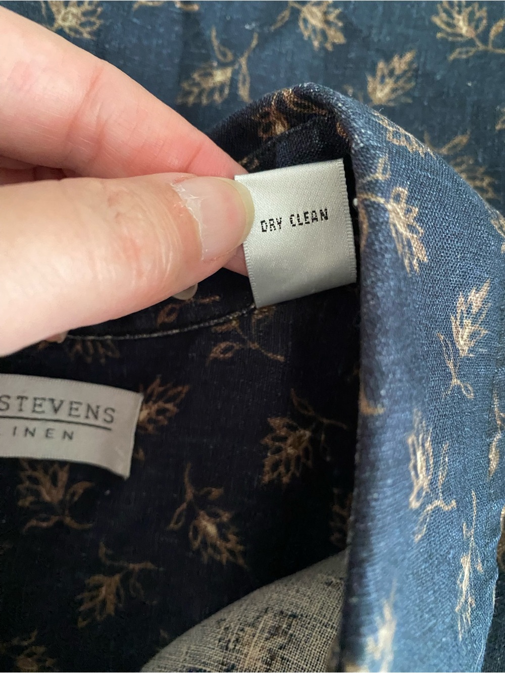 Vintage Valerie Stevens Pure Linen Navy Mini Floral Button Down MIDI Dress - Picture 9 of 9